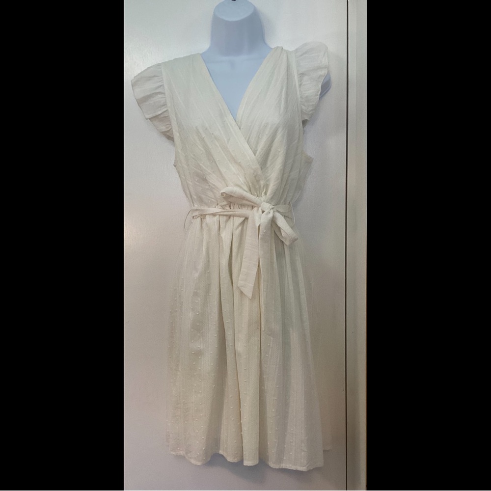 Elegant Cream Wrap Dress
